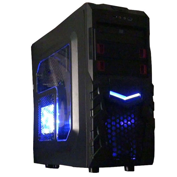 ATX Gaming Case w/ Blue LED Fan - Customized Gaming PC